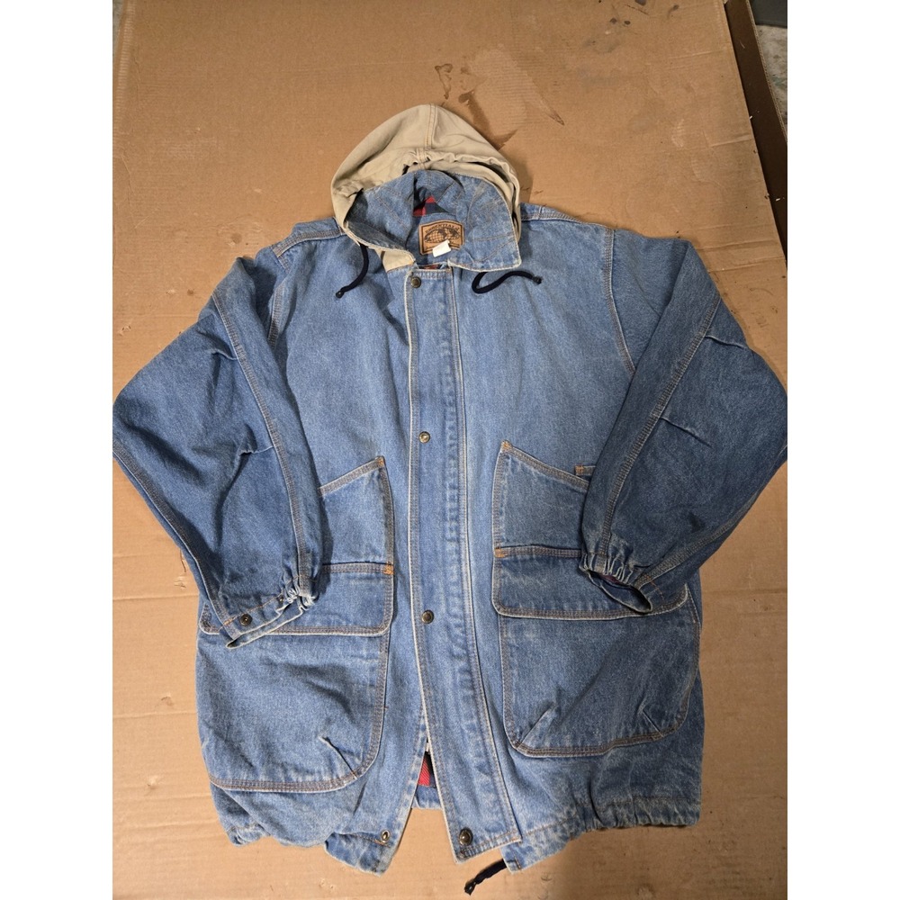 Vintage Essentials International Choice Mens‎ L Jean Denim Jacket Flannel Lined